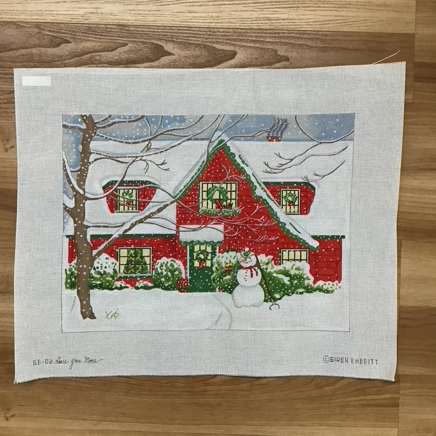 Christmas House Canvas - KC Needlepoint