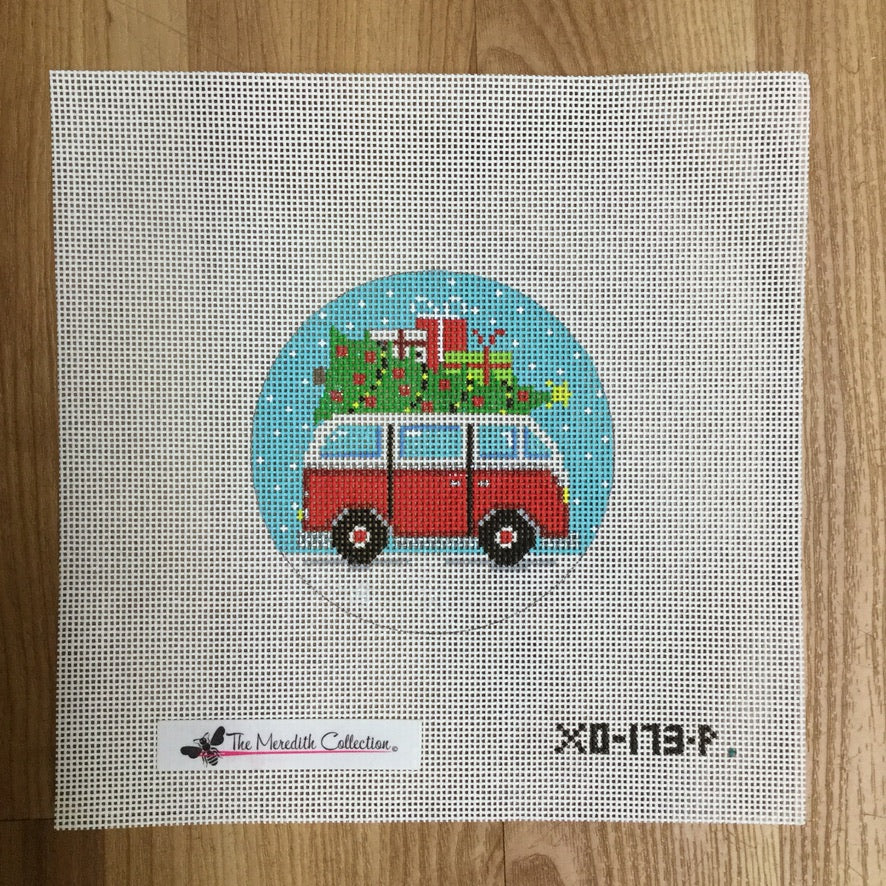 Micro Bus Christmas Canvas - needlepoint
