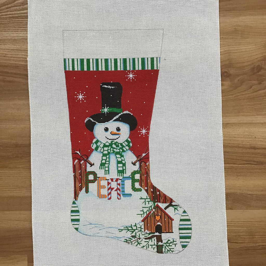 Peace Snowman Stocking Canvas - KC Needlepoint