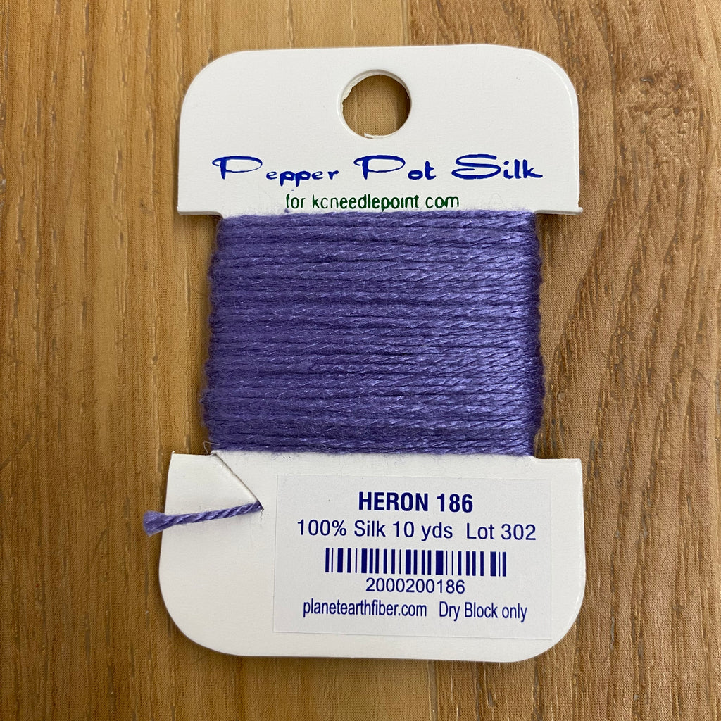 Pepper Pot Silk Card 186 Heron - KC Needlepoint