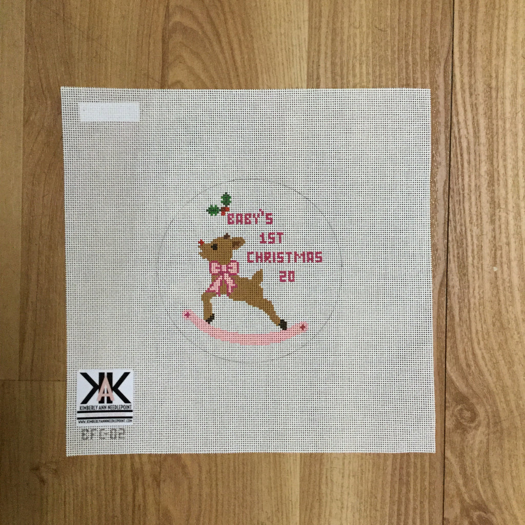 Baby's 1st Christmas Girl Canvas - KC Needlepoint