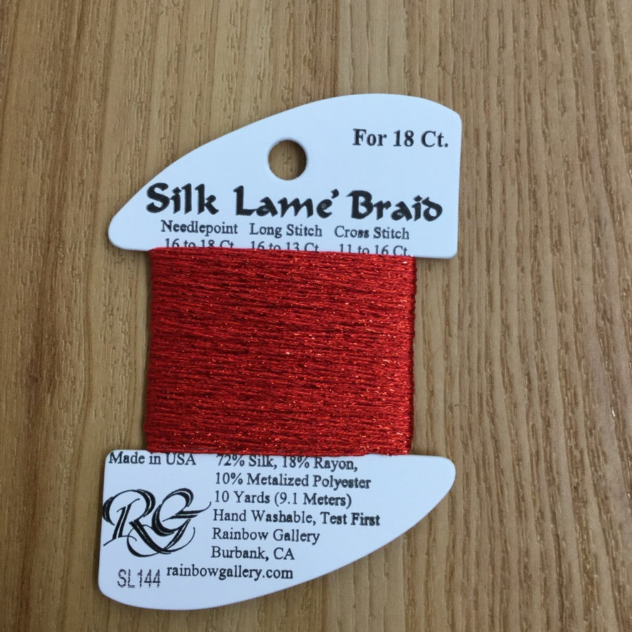 Silk Lamé Braid SL144 Christmas Red - KC Needlepoint