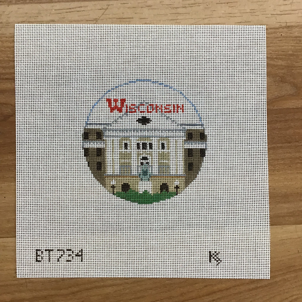 University of Wisconsin Round Canvas - KC Needlepoint