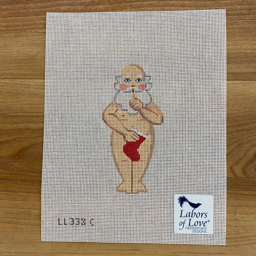 Naked Santa with Stocking Canvas - KC Needlepoint