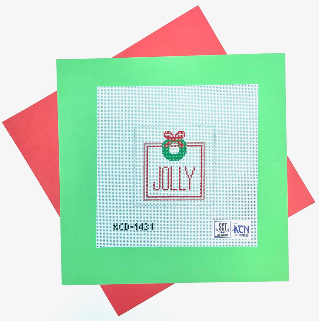 Jolly Wreath Square Canvas - KC Needlepoint