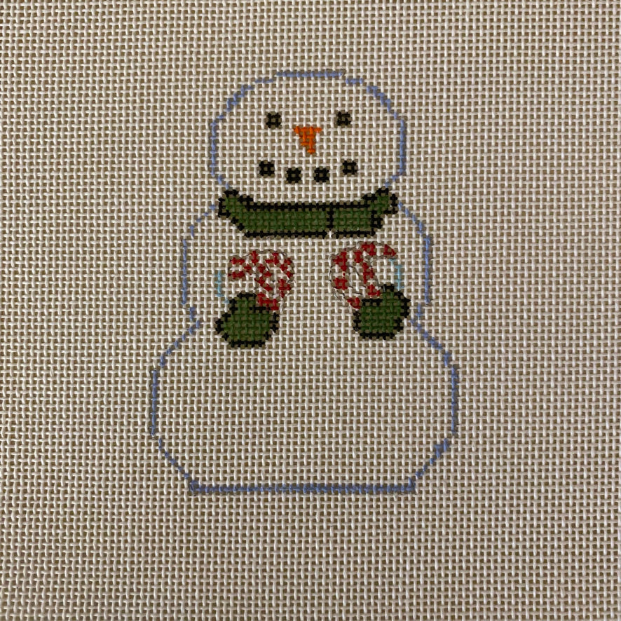Snowman with Candy Canes Canvas - KC Needlepoint