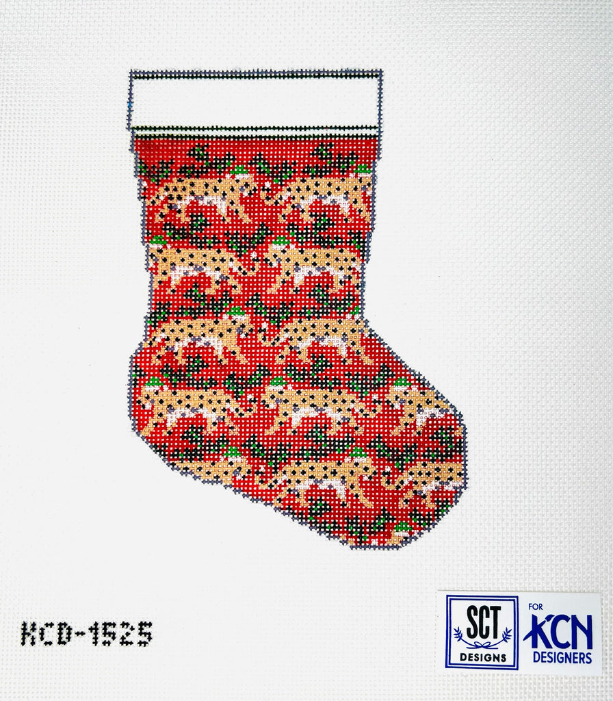 Leopard Mini Sock Canvas - KC Needlepoint