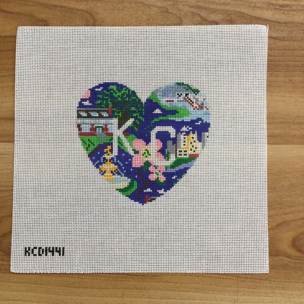 Kansas City Heart Ornament Canvas - KC Needlepoint