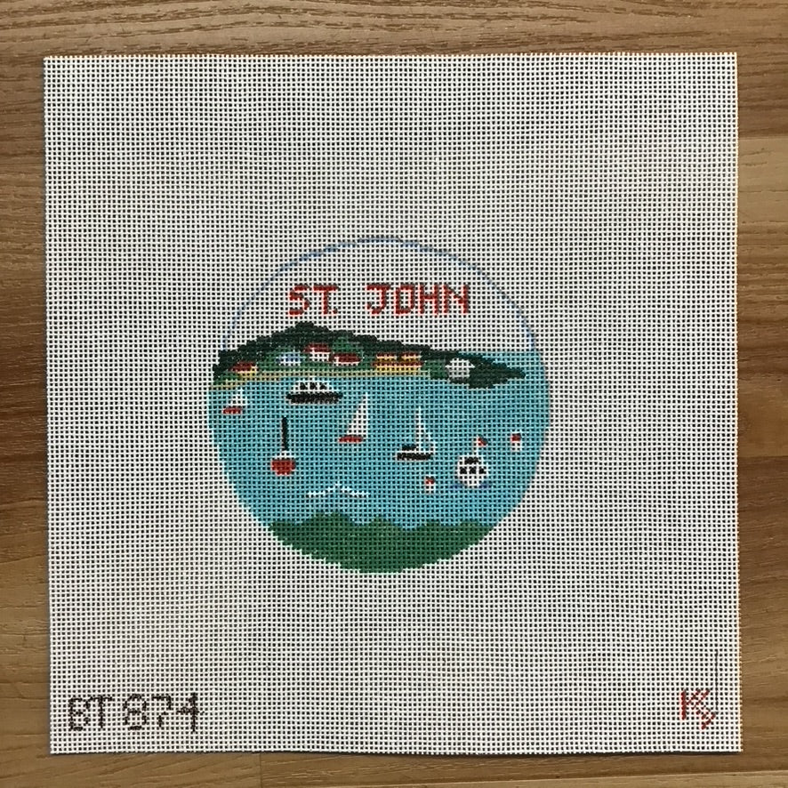 St. John Travel Round Canvas - KC Needlepoint