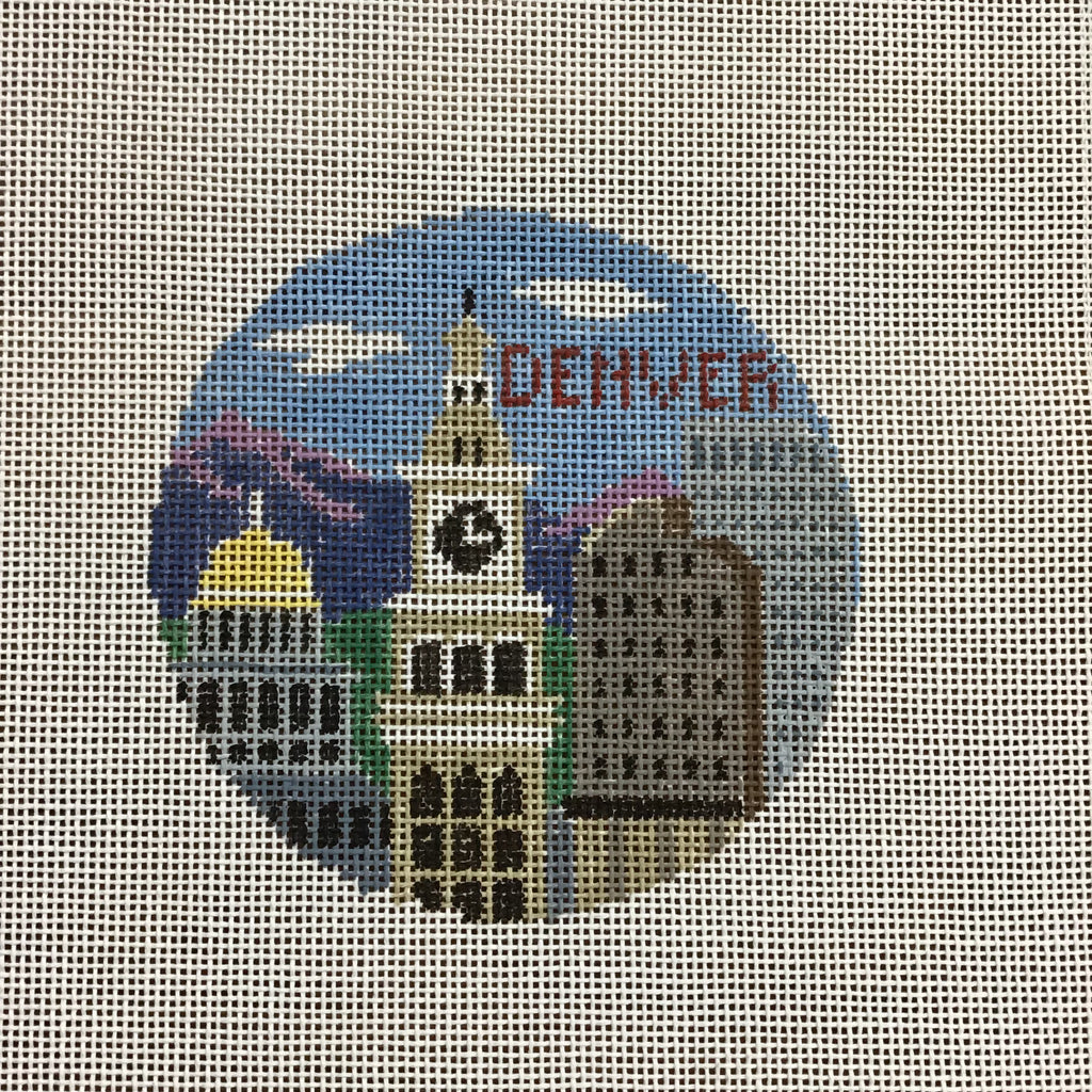 Denver Travel Round Canvas - KC Needlepoint