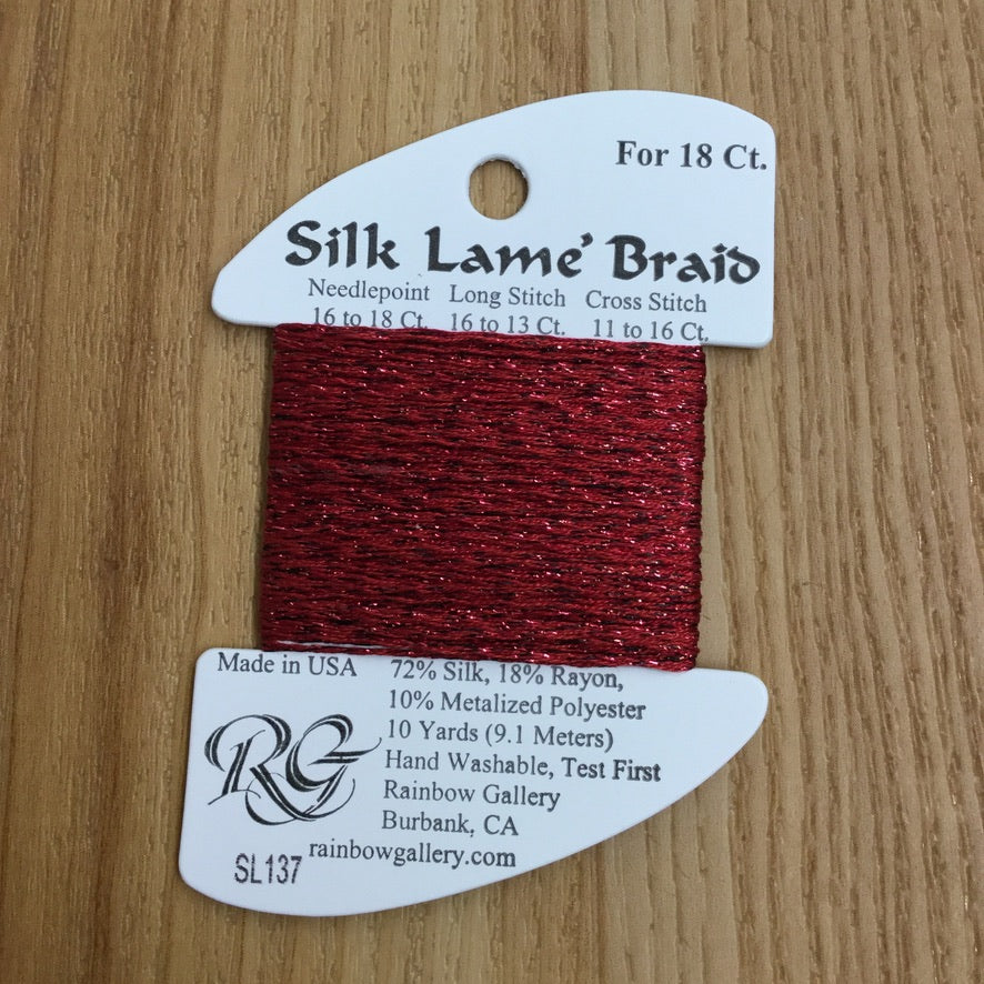 Silk Lamé Braid SL137 Scarlet - KC Needlepoint