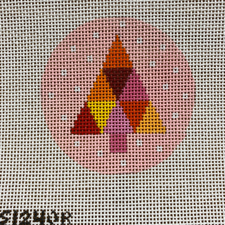 Multicolored Tree on Pink Needlepoint Canvas - KC Needlepoint
