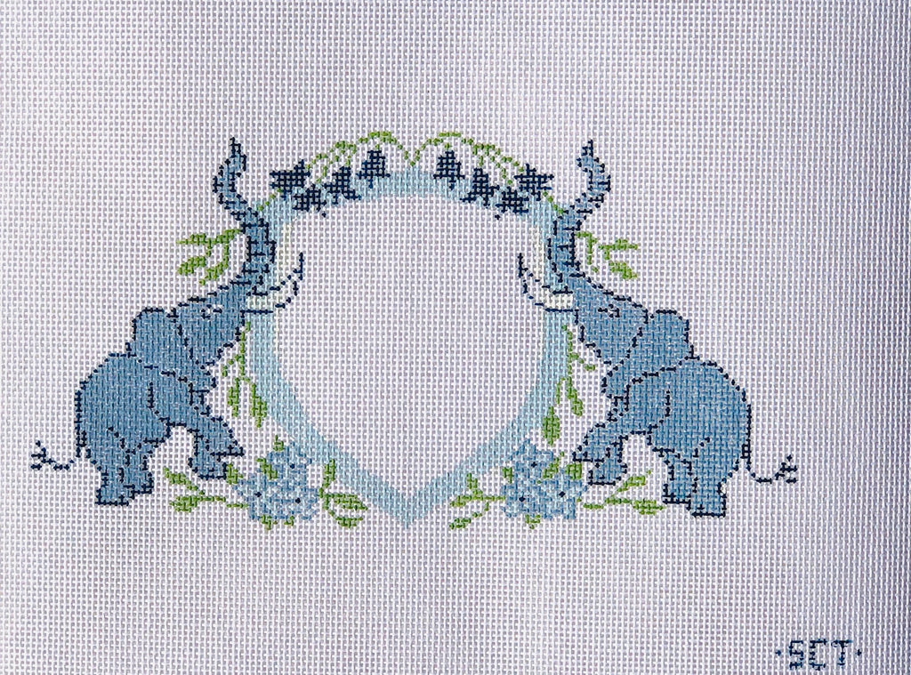 Baby Elephant Crest Canvas - KC Needlepoint