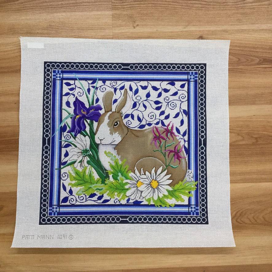 Bunny Flower Garden Canvas - needlepoint