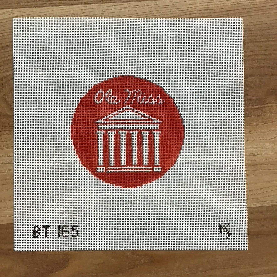 Ole Miss Lyceum Round - KC Needlepoint