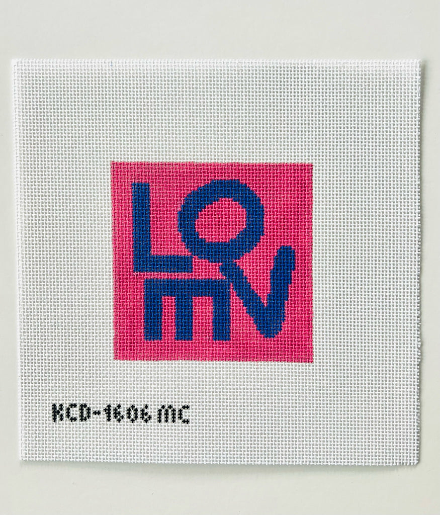 Pink and Navy LOVE Kit or Canvas - KC Needlepoint