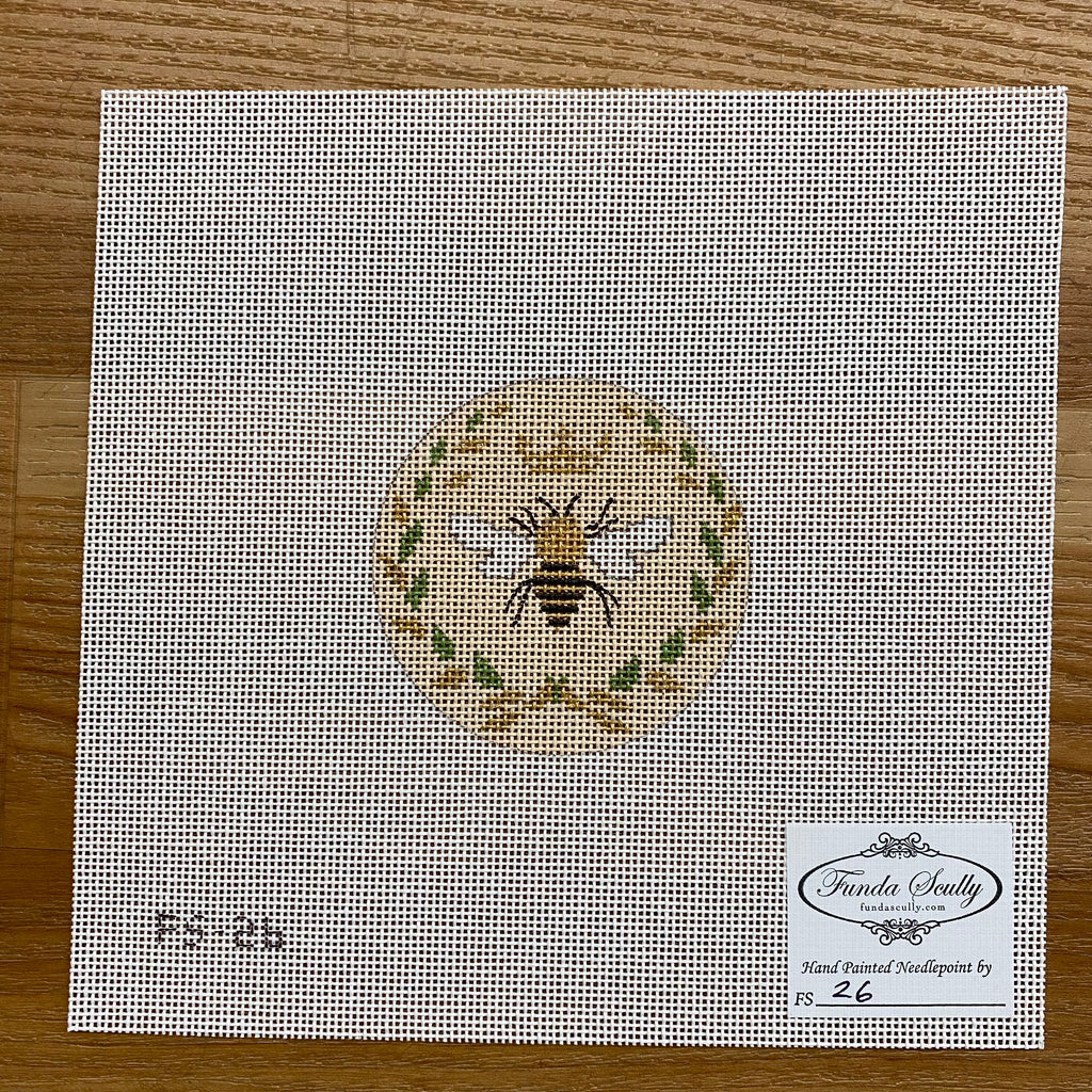 Bee Round Canvas - KC Needlepoint