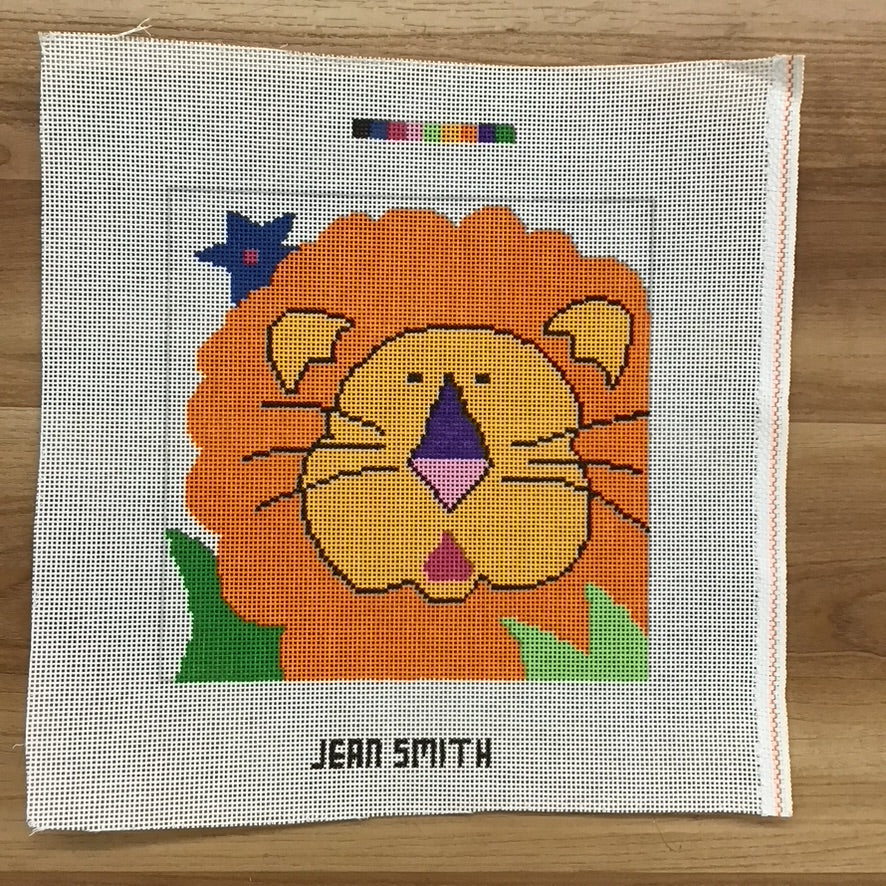 Lion Square Canvas - KC Needlepoint