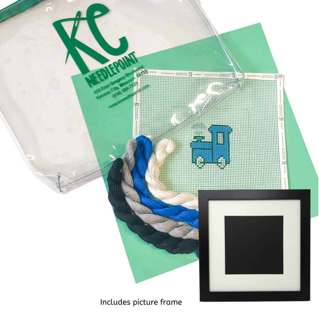 Blue Train Beginner Needlepoint Kit - KC Needlepoint