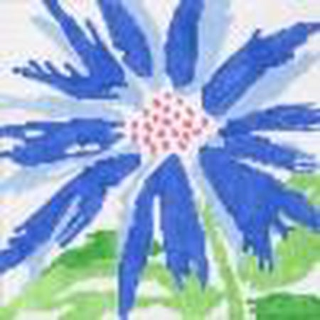 Medium Blue Splash Flower Canvas - KC Needlepoint