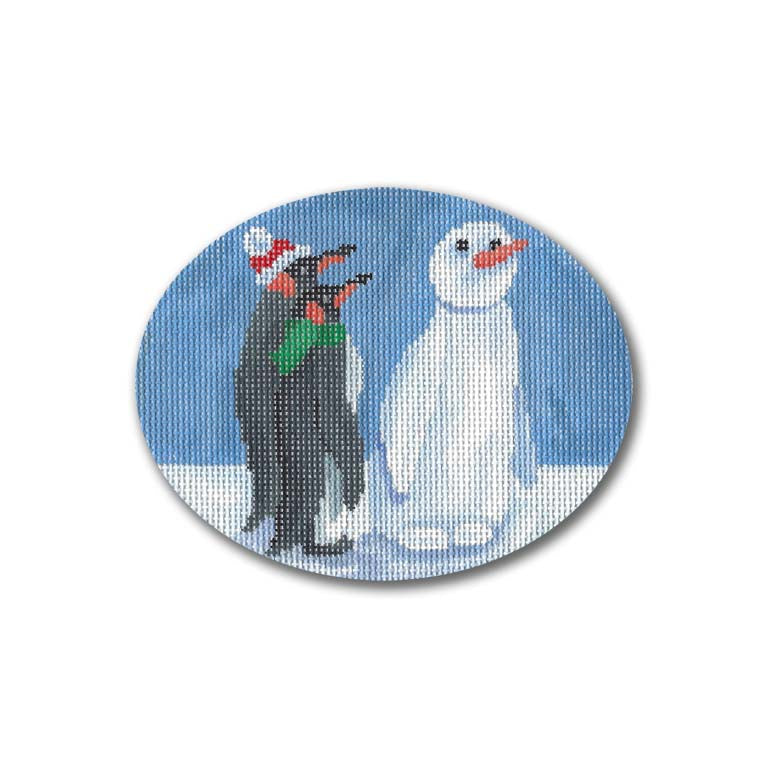 Snowman & Penguins Canvas - KC Needlepoint