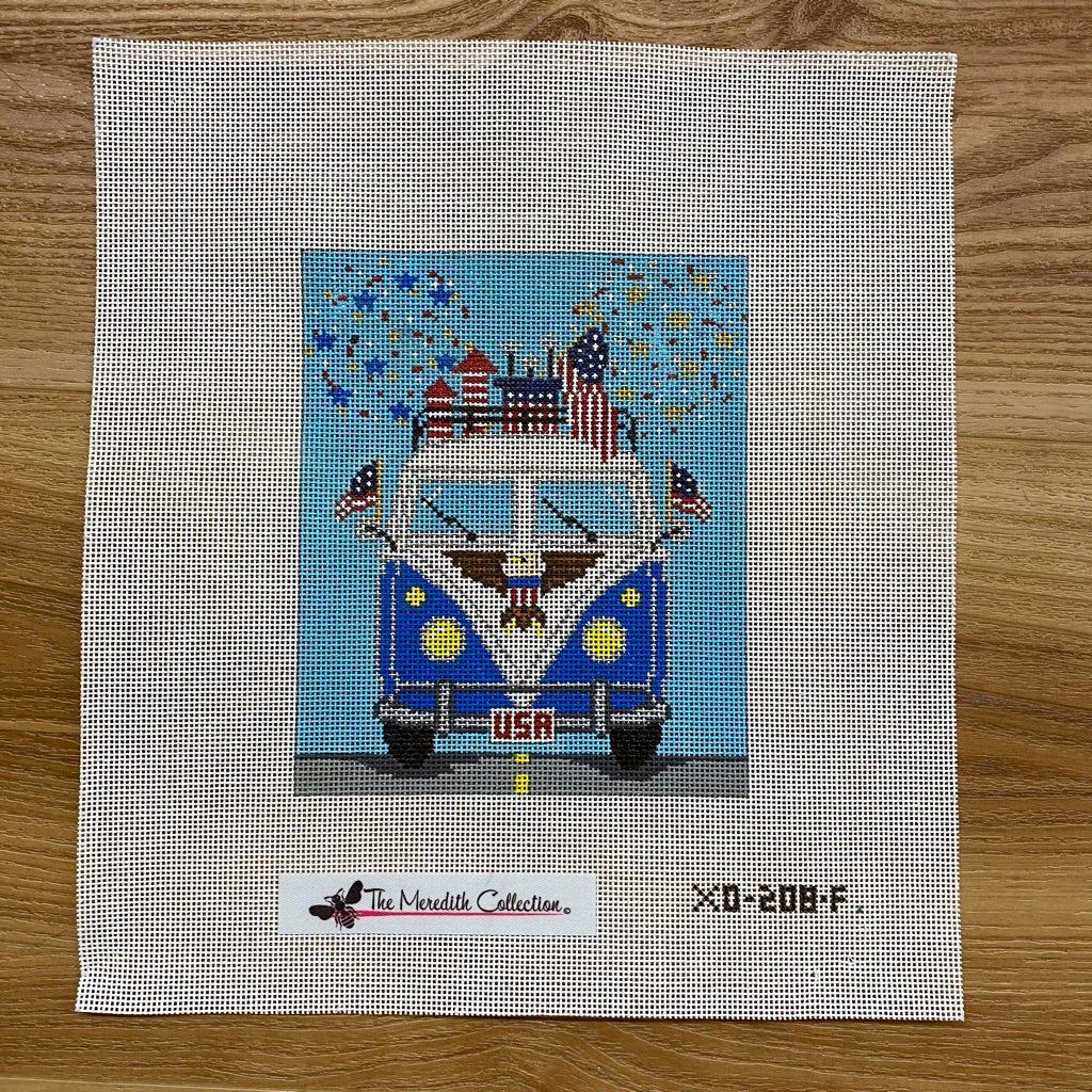Micro Bus 4th of July Canvas - KC Needlepoint