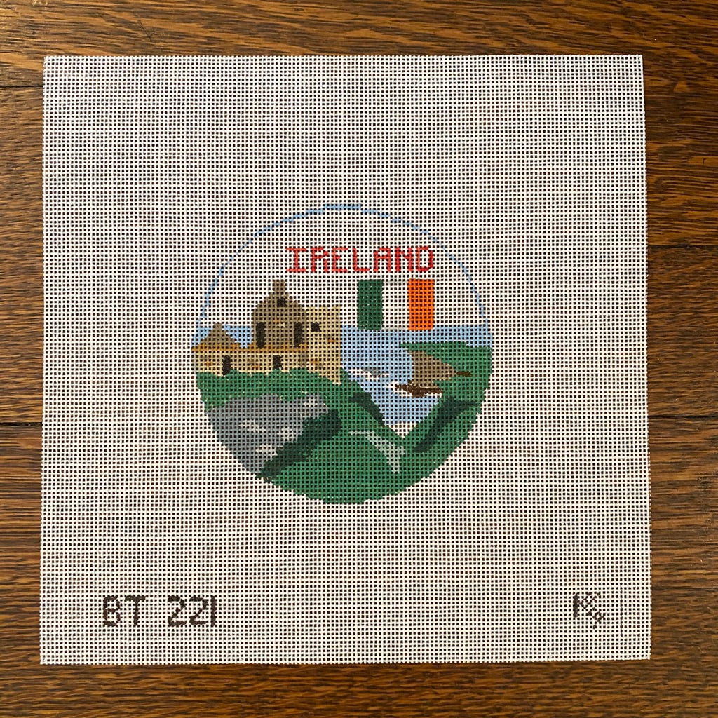 Ireland Travel Round Canvas - needlepoint