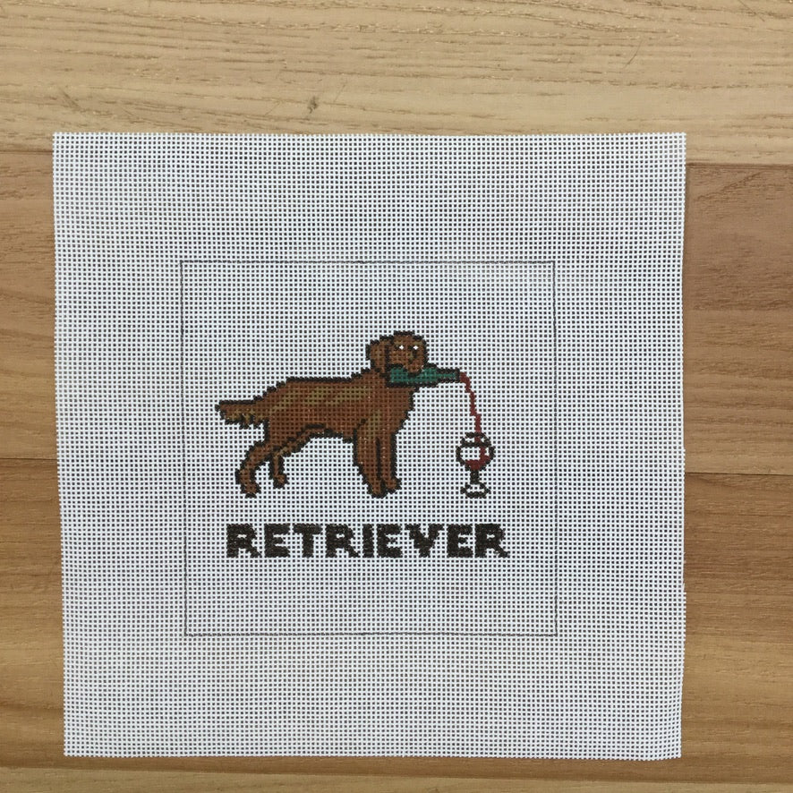 Retriever (Red Wine) Square Canvas - needlepoint