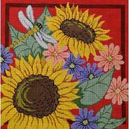 Sunflowers and Dragonfly Canvas - KC Needlepoint