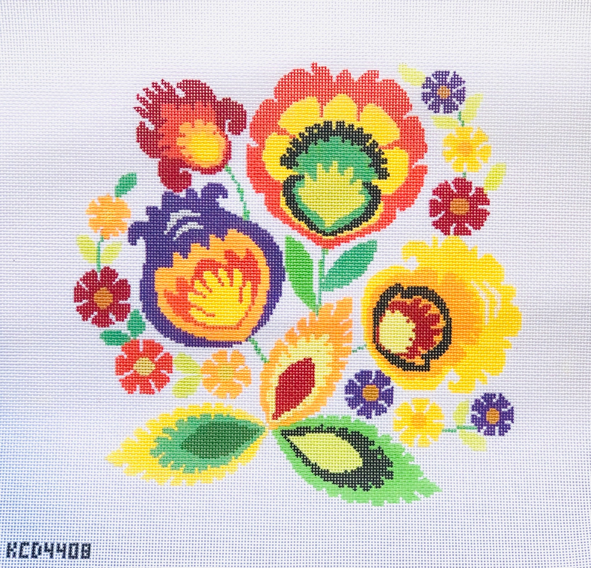 Polish Folk Design - Red Flowers Canvas - KC Needlepoint