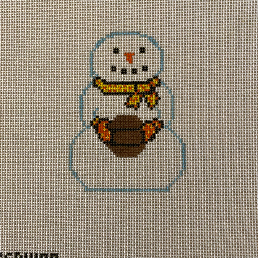 Snowman with Basketball Canvas - KC Needlepoint
