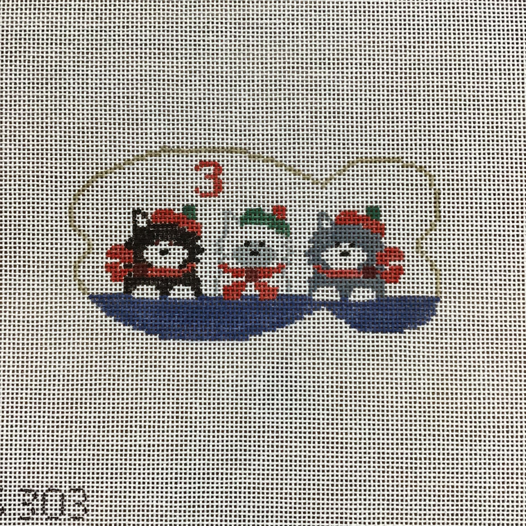 3 French Kittens Canvas - KC Needlepoint