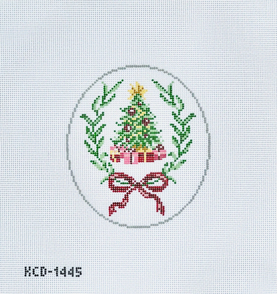 Christmas Tree Oval Ornament Canvas - KC Needlepoint