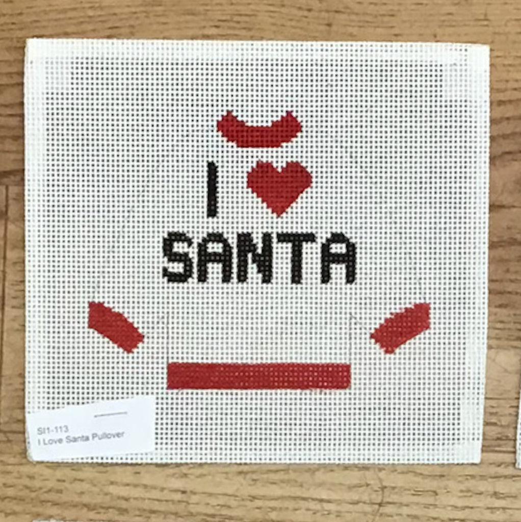 I Love Santa Pullover Sweater Needlepoint Canvas - KC Needlepoint
