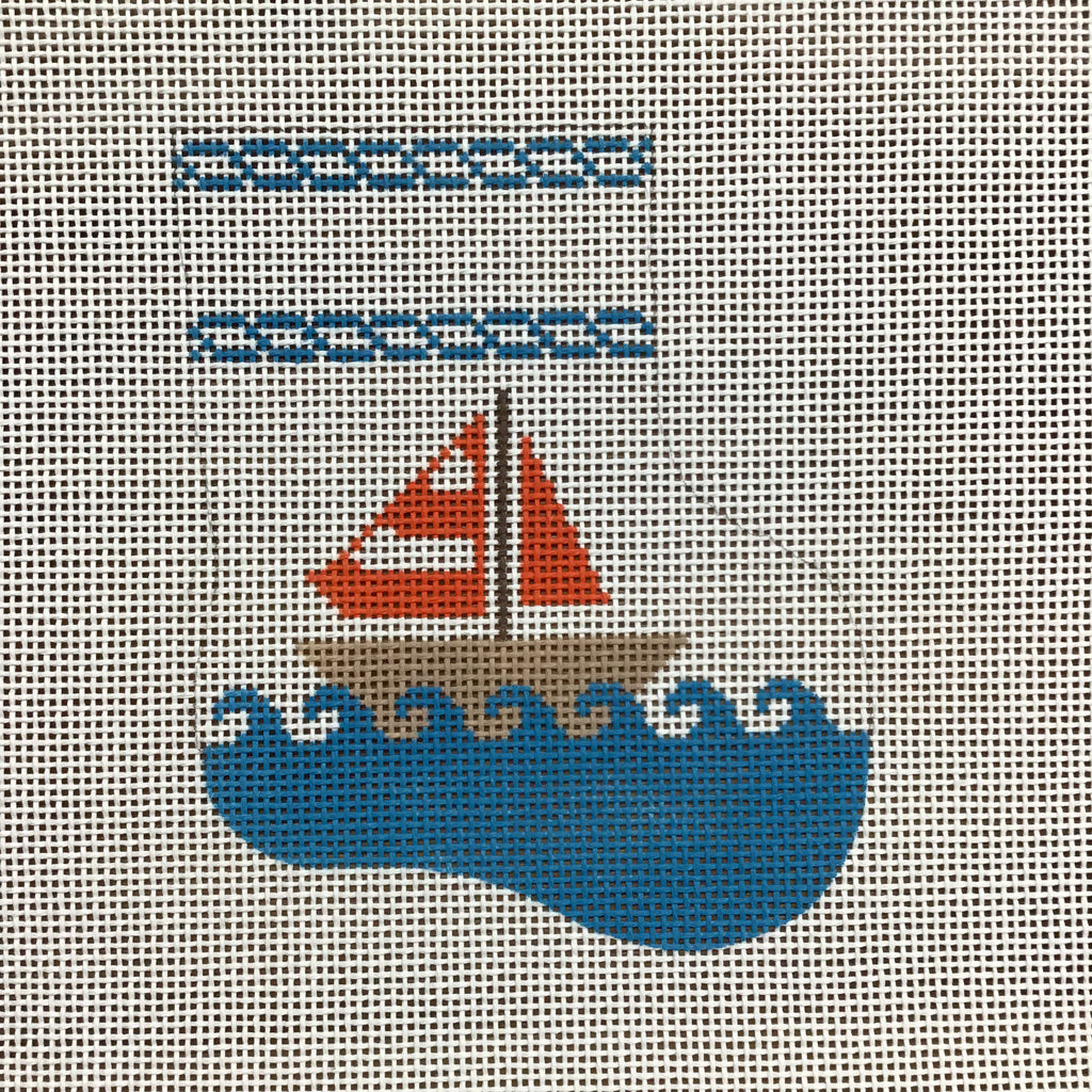 Sailboat Mini Sock Canvas - KC Needlepoint