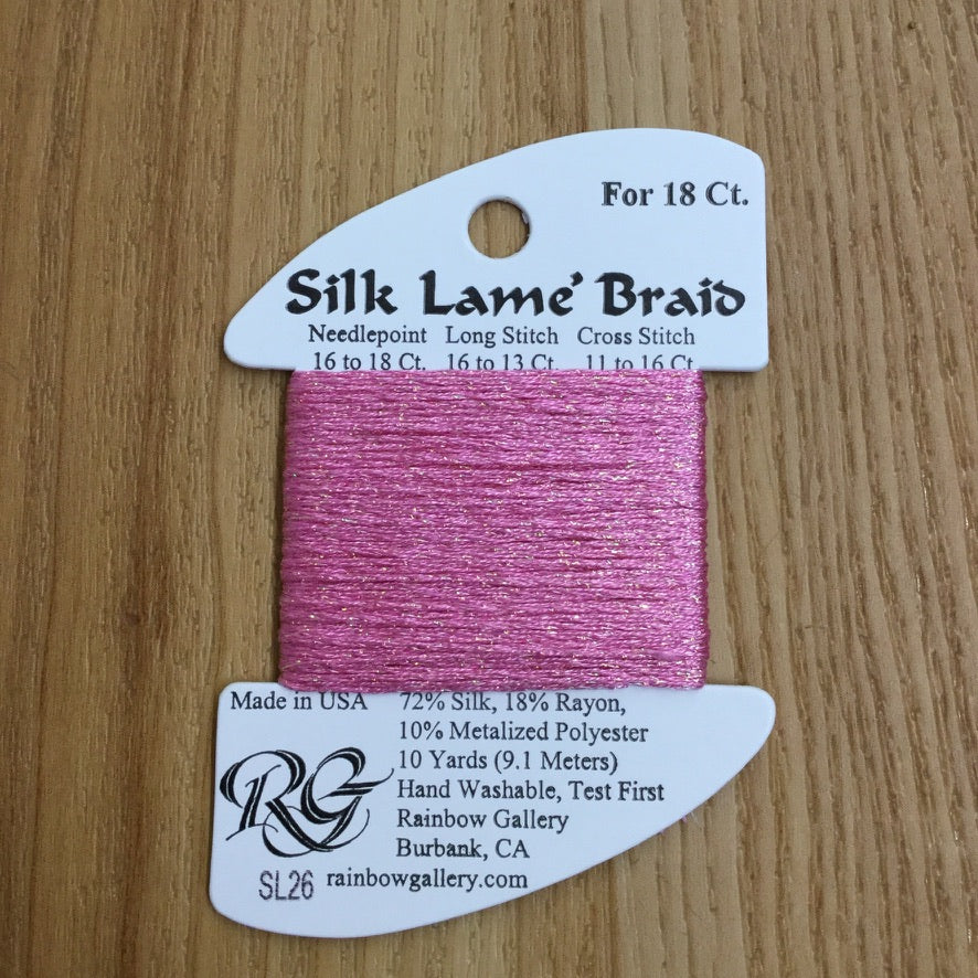Silk Lamé Braid SL26 Raspberry - KC Needlepoint