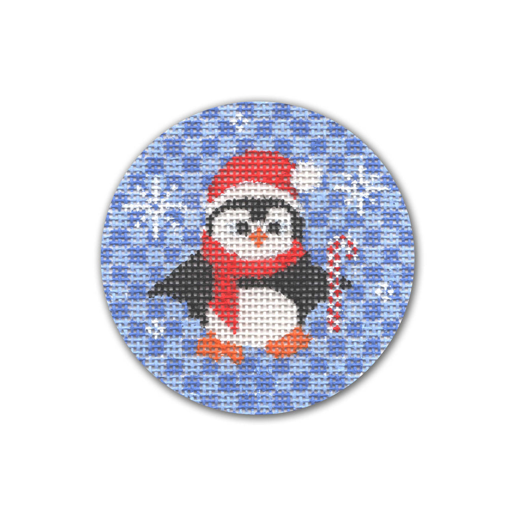 Penguin with Candy Cane Canvas - KC Needlepoint