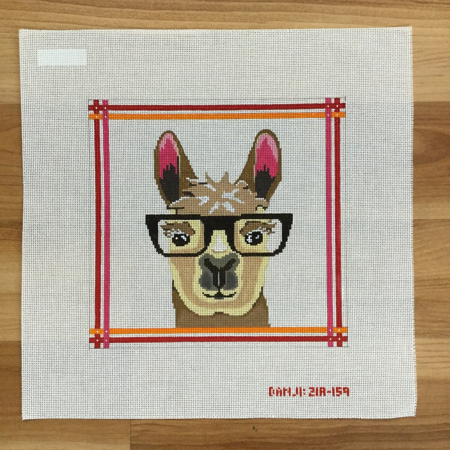 Llama with Glasses Canvas - needlepoint