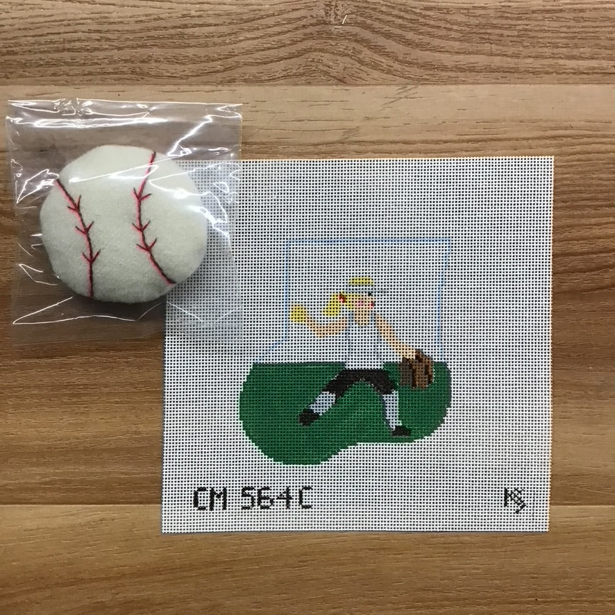 Softball Girl with Ball Mini Sock Canvas - KC Needlepoint