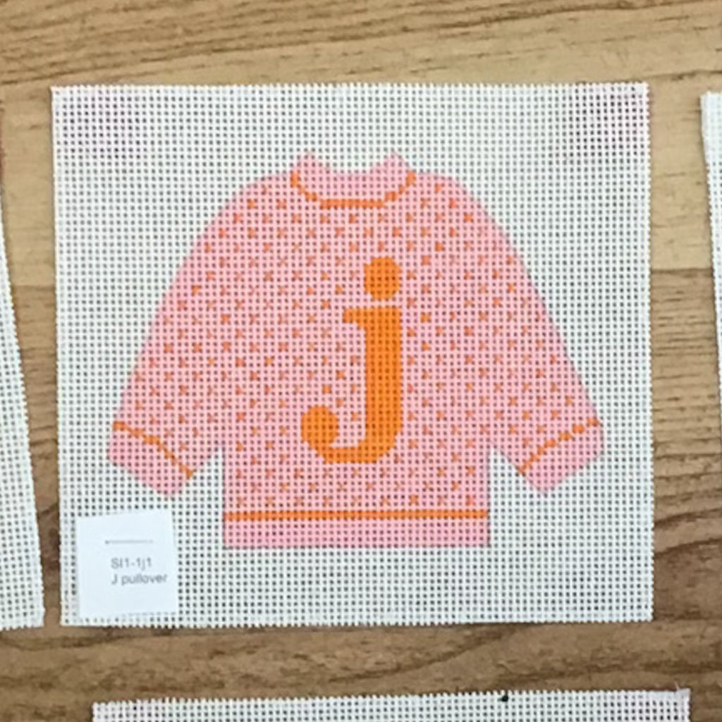 J Pullover Sweater Needlepoint Canvas - KC Needlepoint