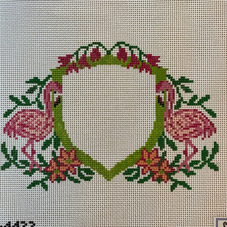 Flamingo Crest Canvas - KC Needlepoint