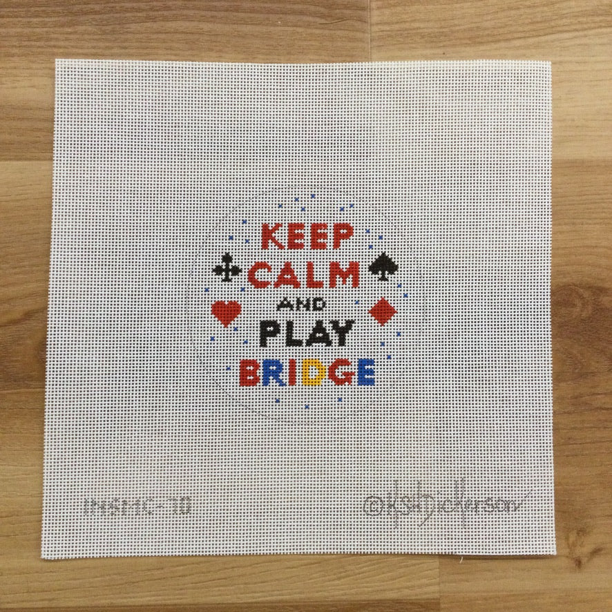 Keep Calm and Play Bridge Round Canvas - needlepoint