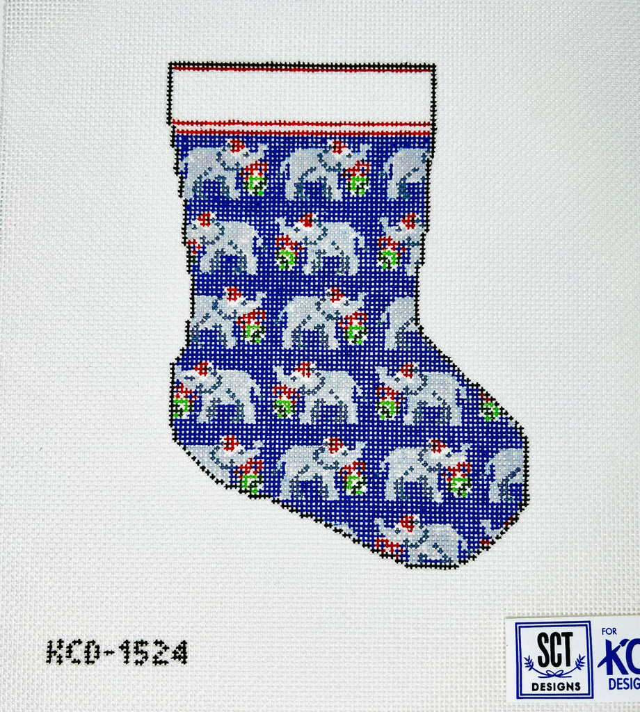 Elephant Mini Sock Canvas - KC Needlepoint