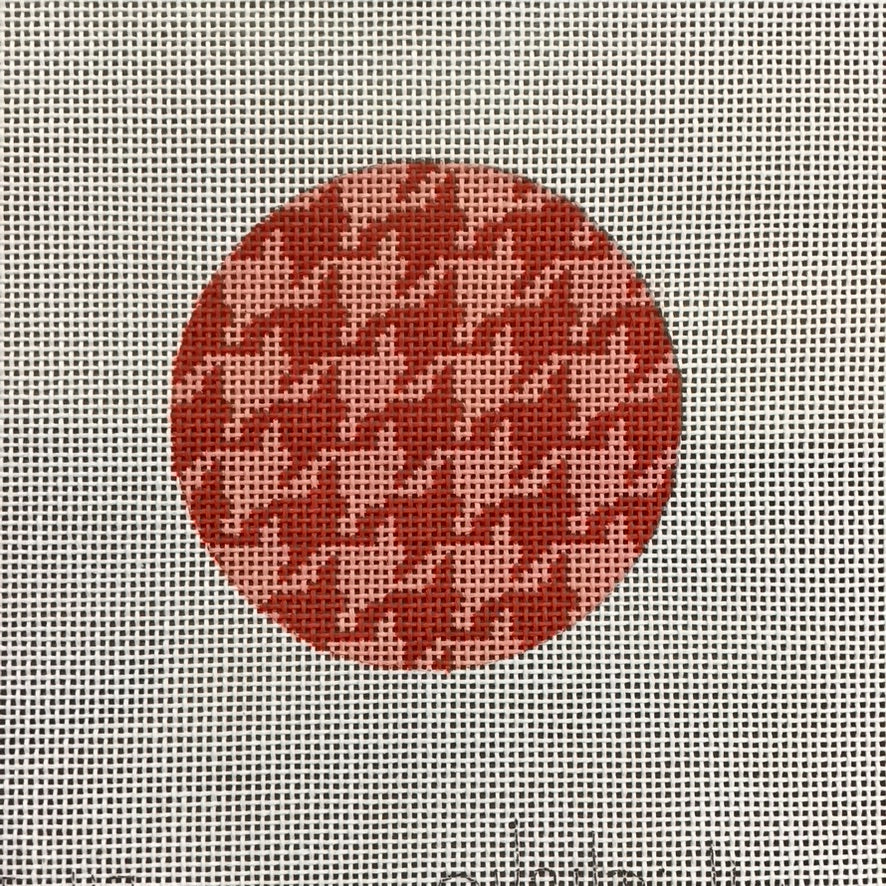 Reds Houndstooth 3" Round Canvas - KC Needlepoint
