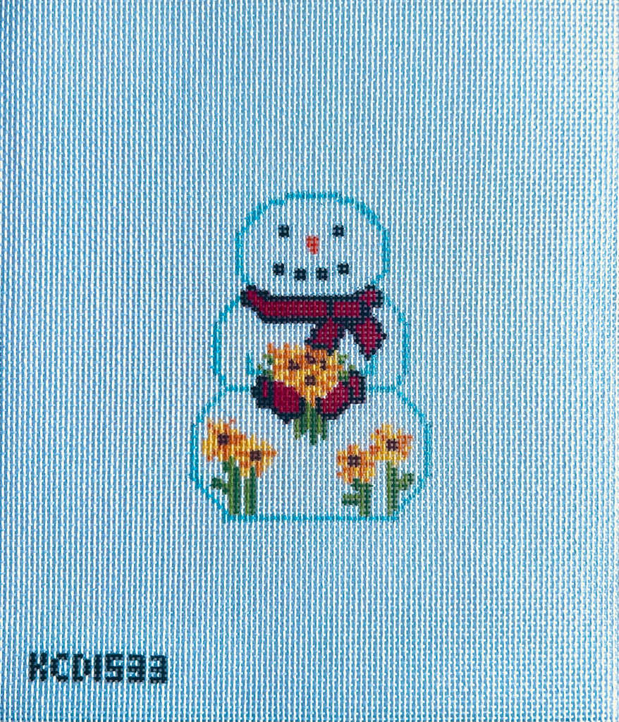 Snowman with Sunflowers Canvas - KC Needlepoint