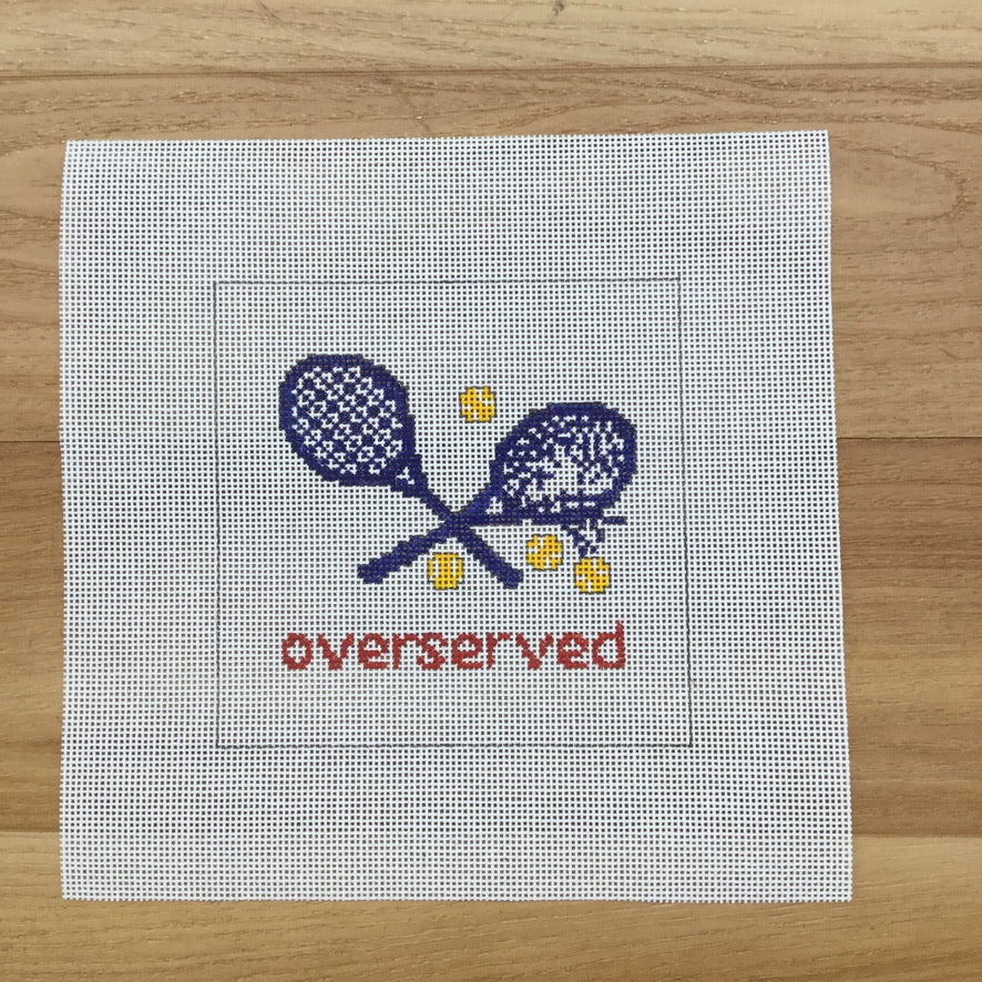 Overserved Blue Square Canvas - needlepoint