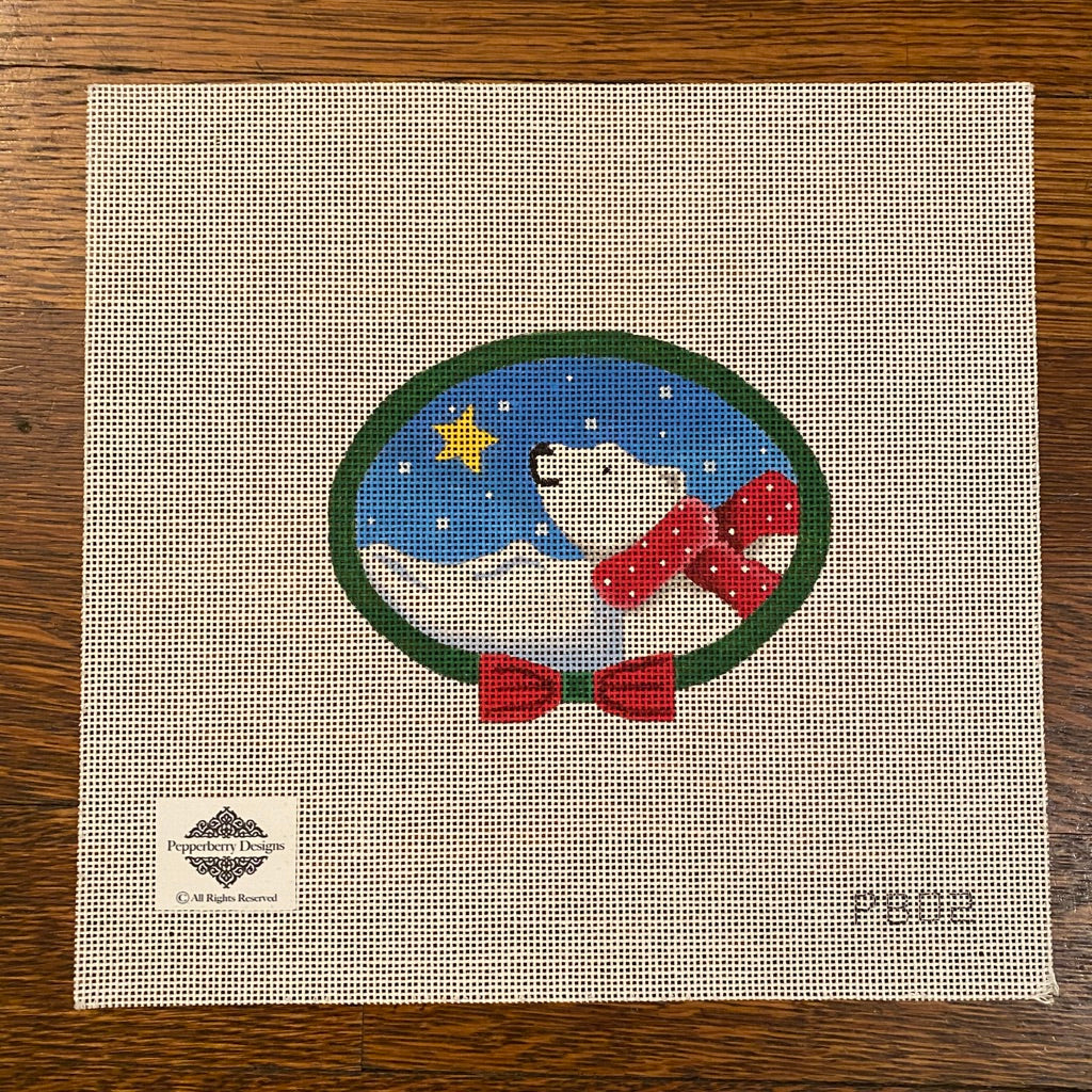 Polar Bear with Scarf Canvas - needlepoint