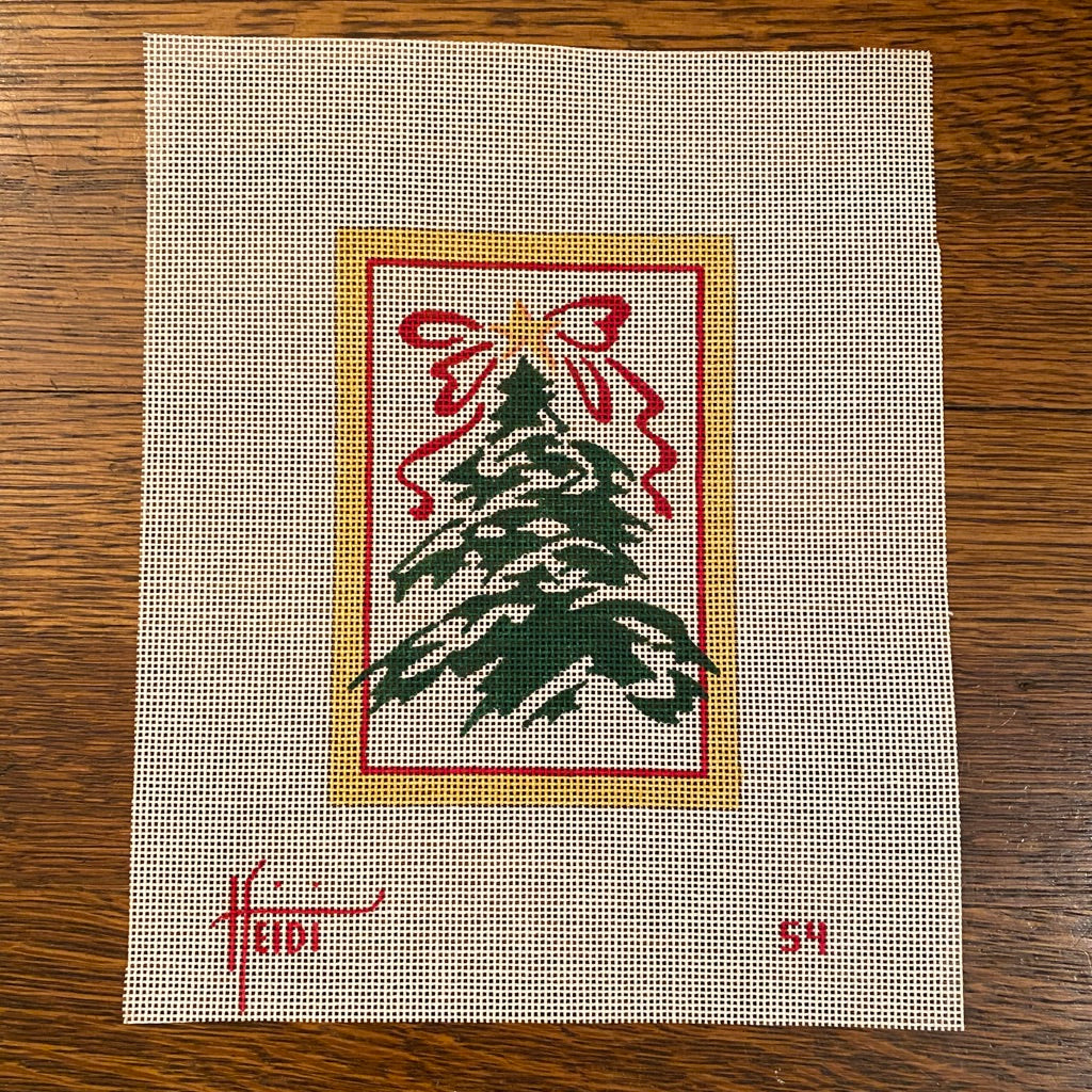 Tree with Red Bow Canvas - needlepoint