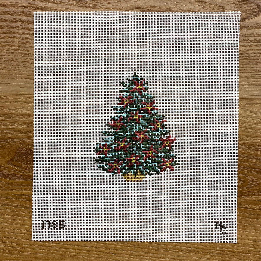 Poinsettia Christmas Tree Canvas - KC Needlepoint