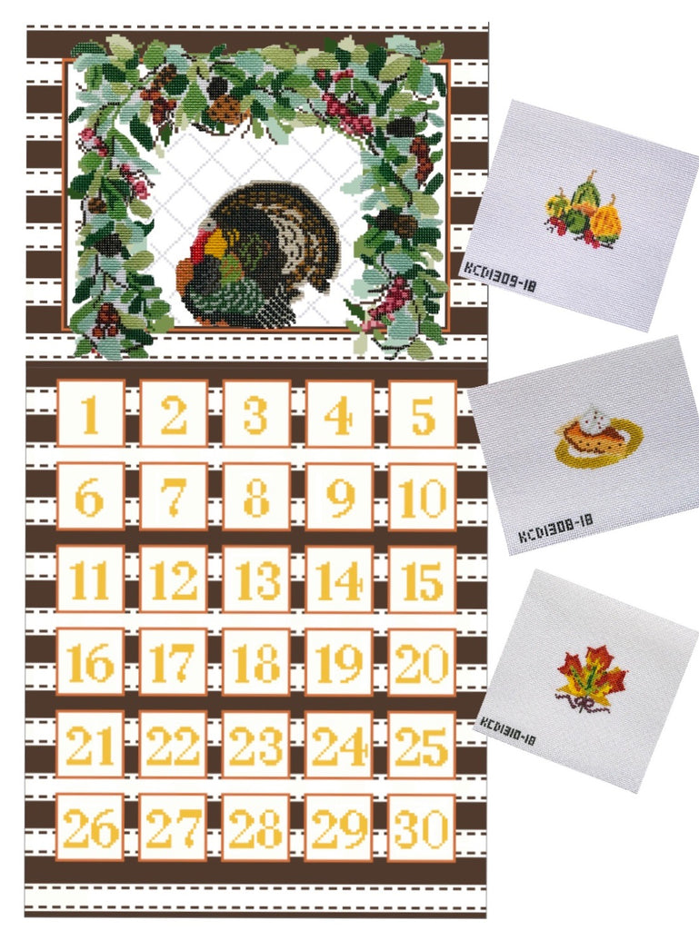 Thanksgiving Calendar Needlepoint Canvas - KC Needlepoint